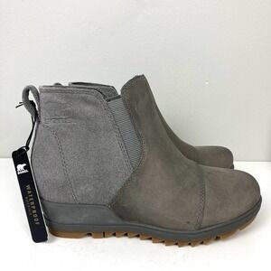 Sorel NEW NIB Evie II Waterproof Chelsea Wedge Bootie Quarry Grill Gray 5 US